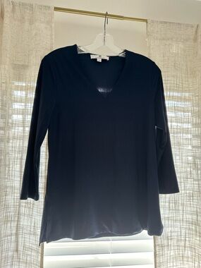 Jean Pierre Klifa Size Small Butter Soft Navy Blue V-Neck Women's Top